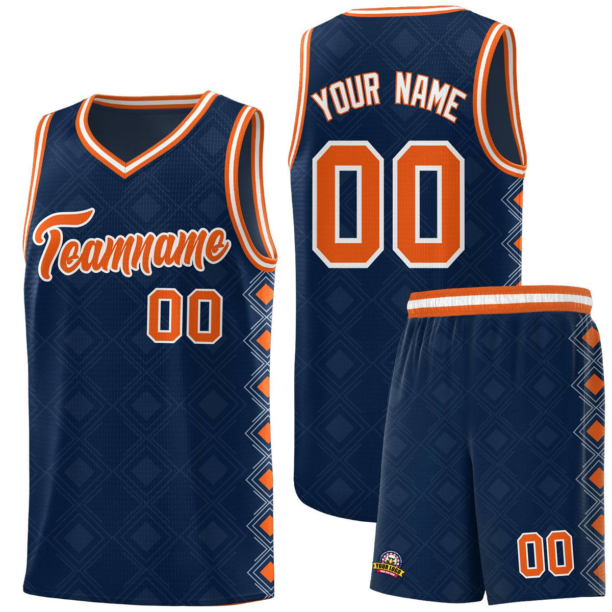 Custom Navy Side Blocks Sports Uniform Basketball Jersey