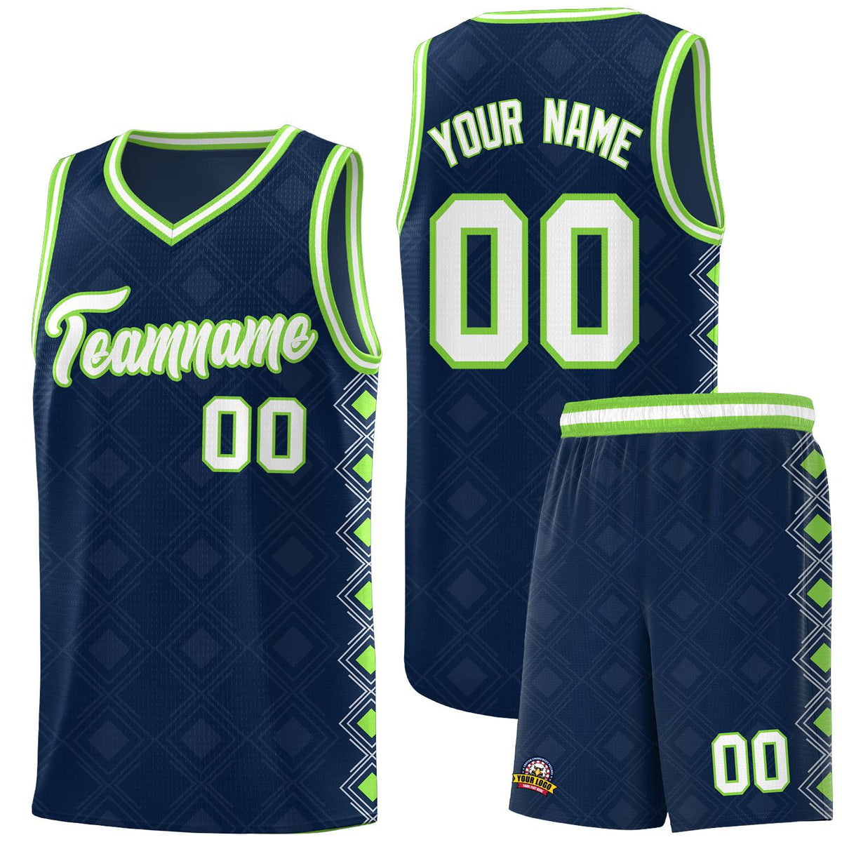 Custom Navy Side Blocks Sports Uniform Basketball Jersey