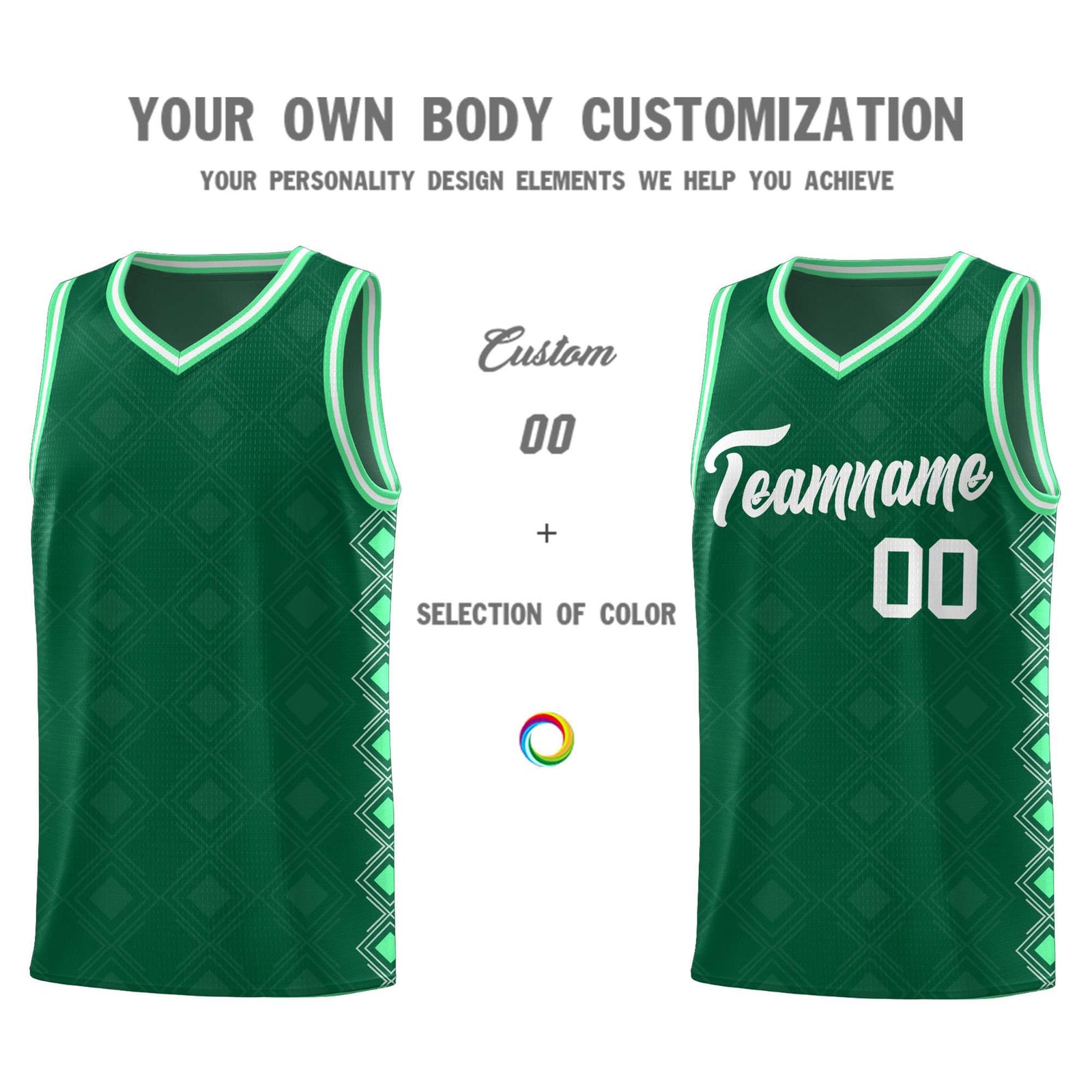 Custom Kelly Green Side Blocks Sports Uniform Basketball Jersey