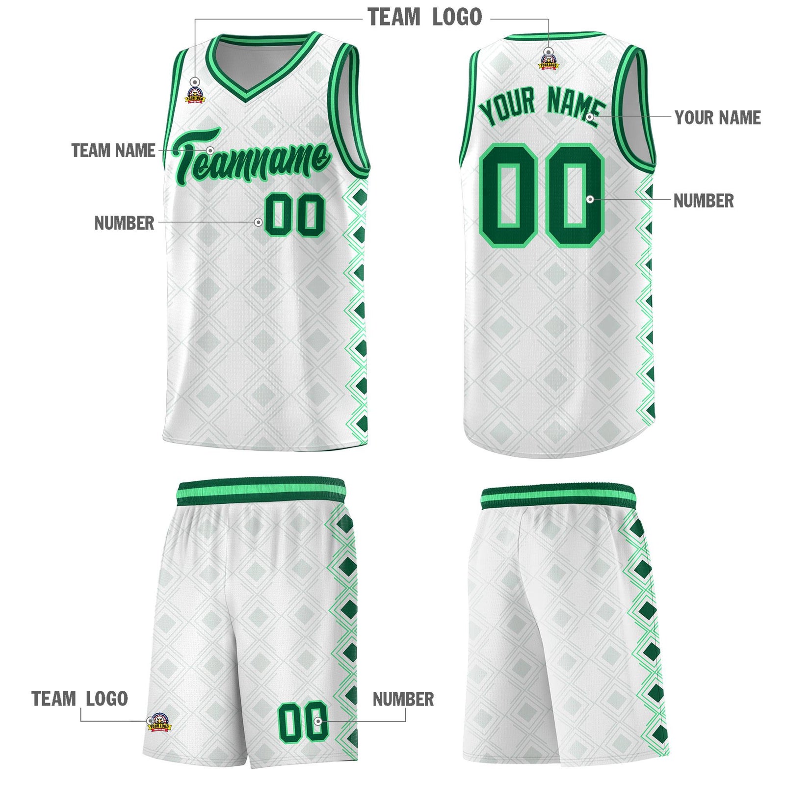Custom White Side Blocks Sports Uniform Basketball Jersey