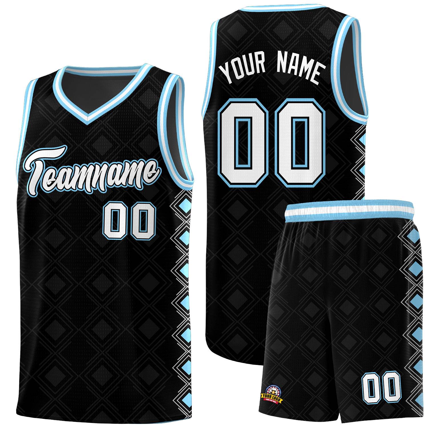 Custom Black Side Blocks Sports Uniform Basketball Jersey