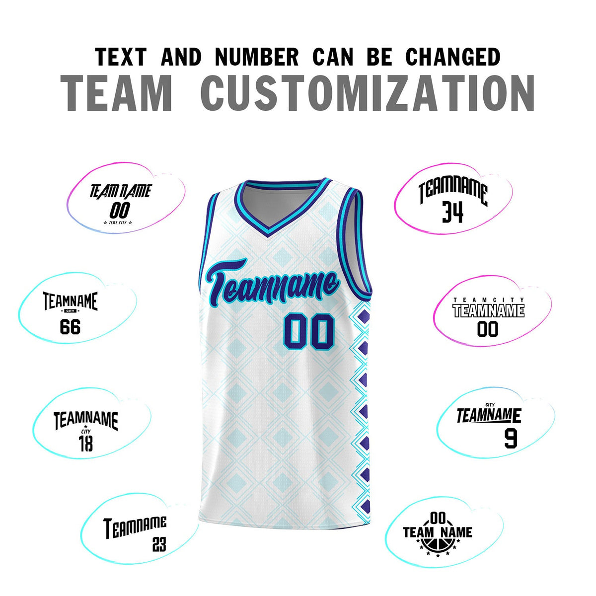 Custom White Side Blocks Sports Uniform Basketball Jersey