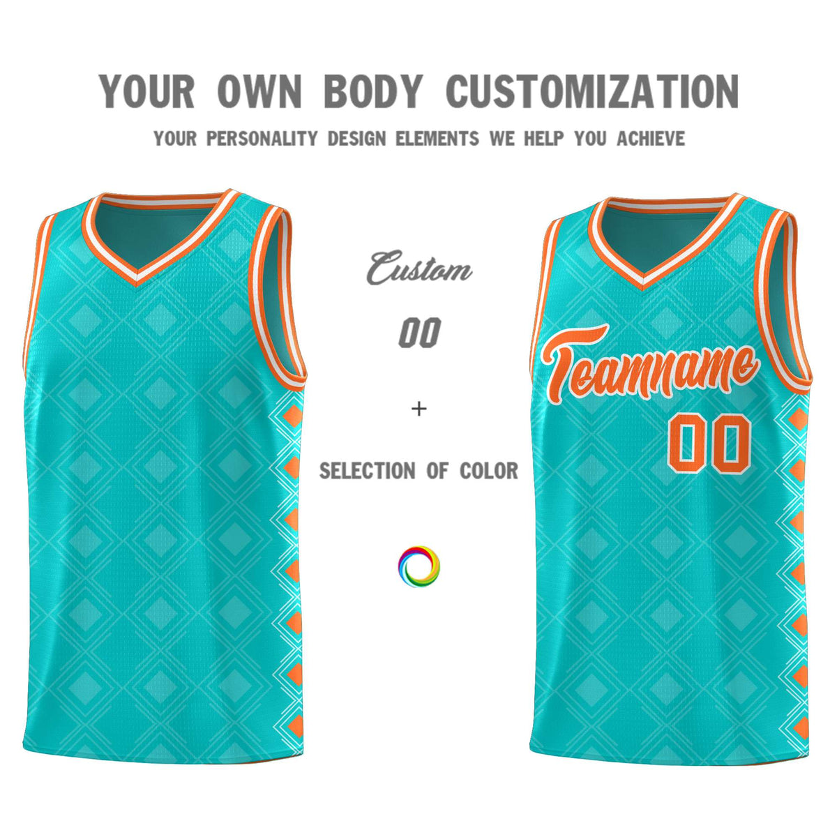 Custom Aqua Side Blocks Sports Uniform Basketball Jersey
