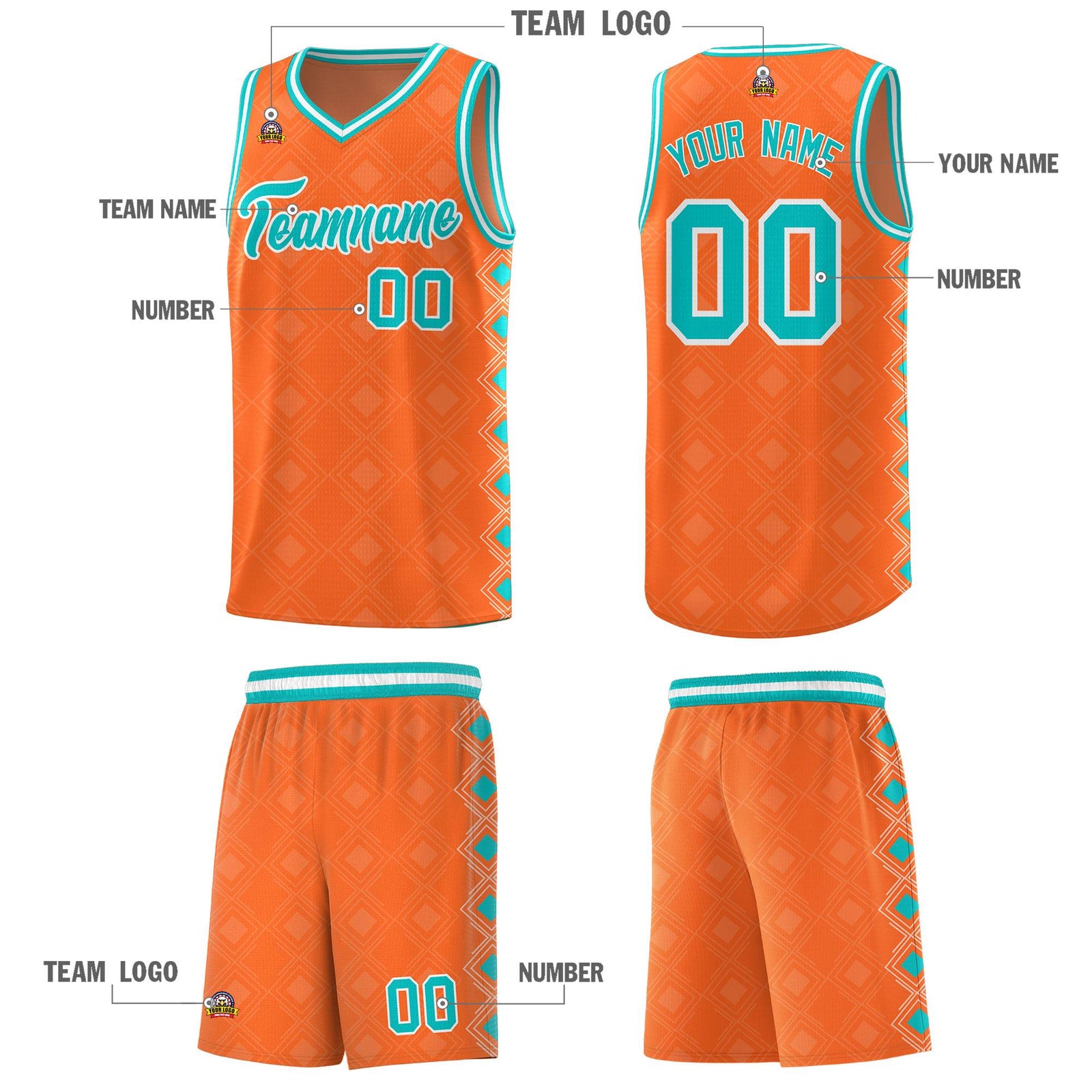 Custom Orange Side Blocks Sports Uniform Basketball Jersey