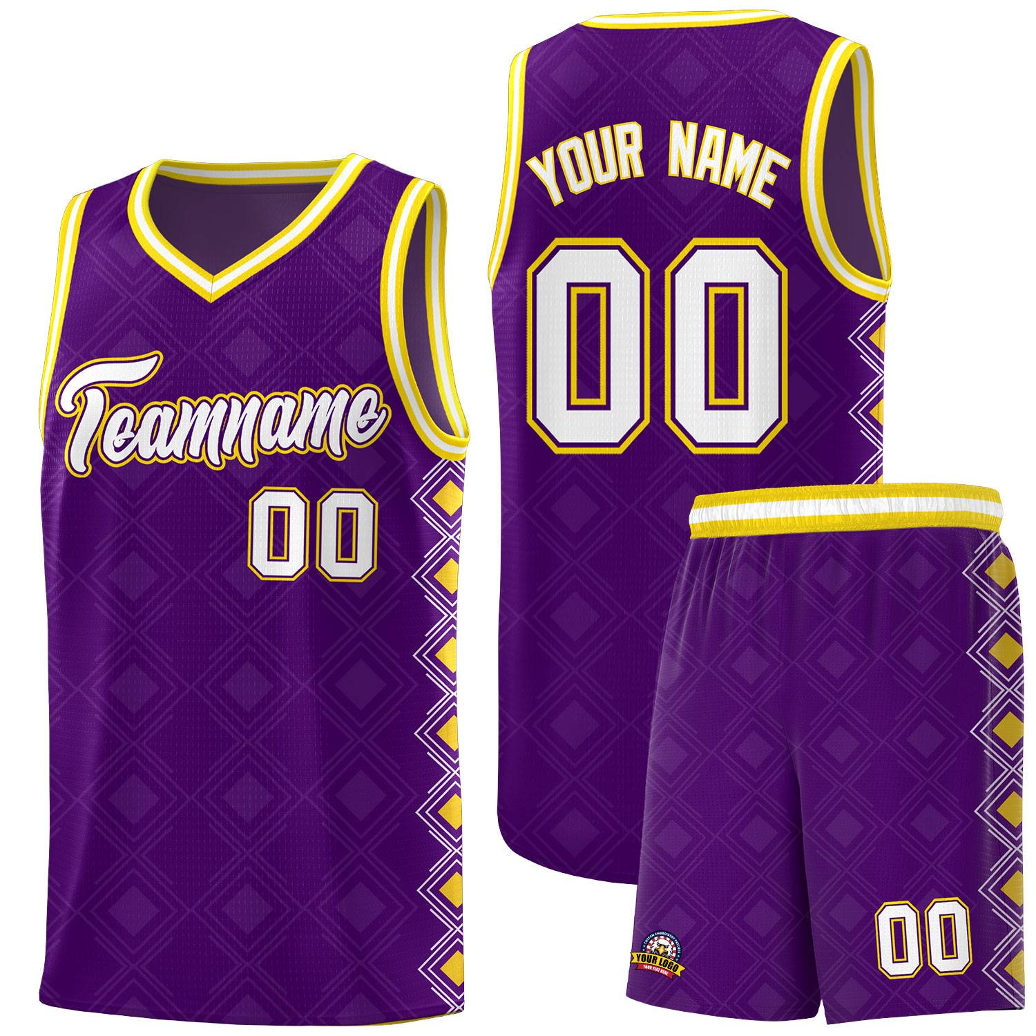 Custom Purple Side Blocks Sports Uniform Basketball Jersey