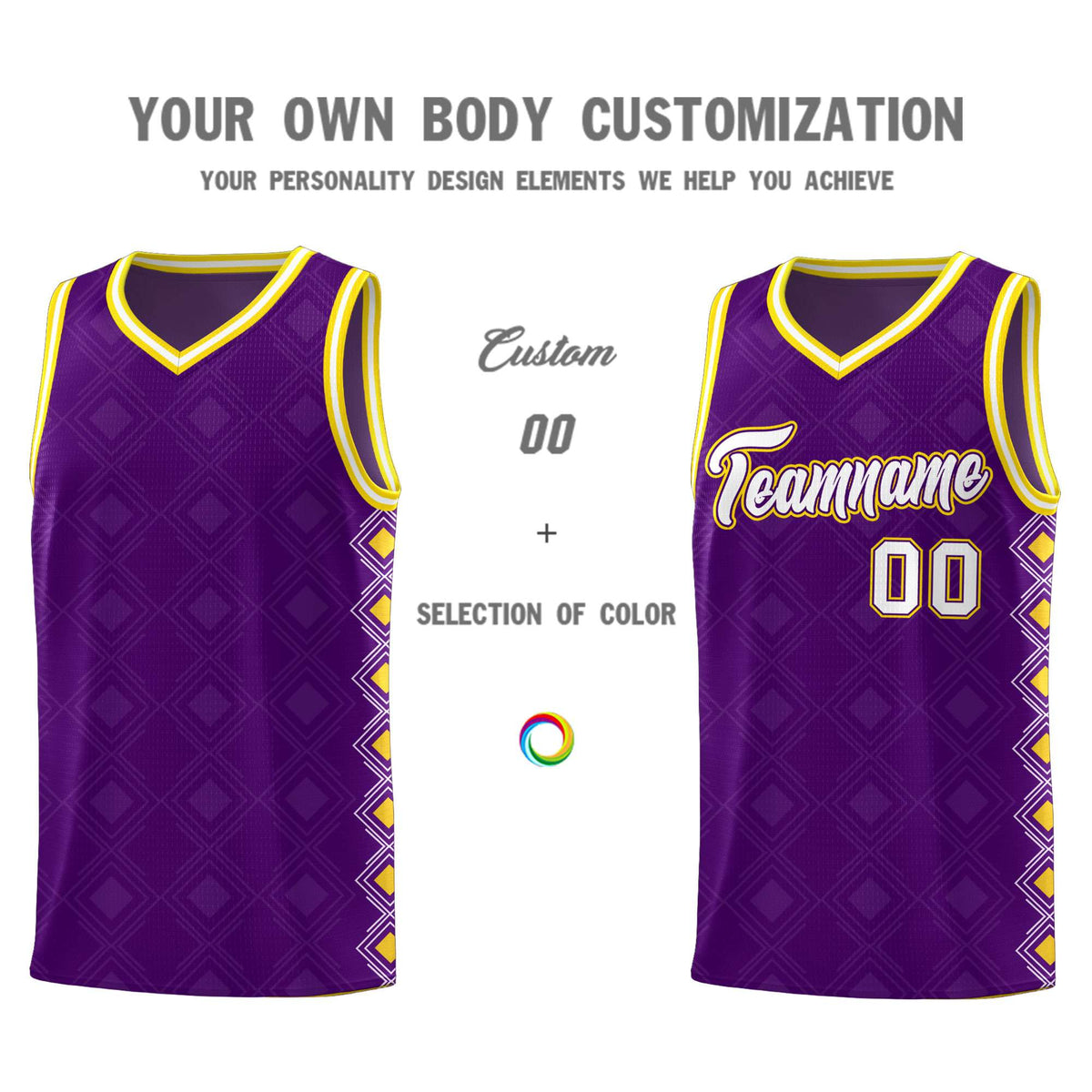 Custom Purple Side Blocks Sports Uniform Basketball Jersey