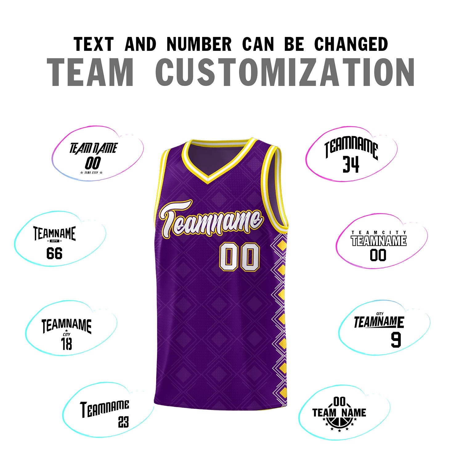 Custom Purple Side Blocks Sports Uniform Basketball Jersey