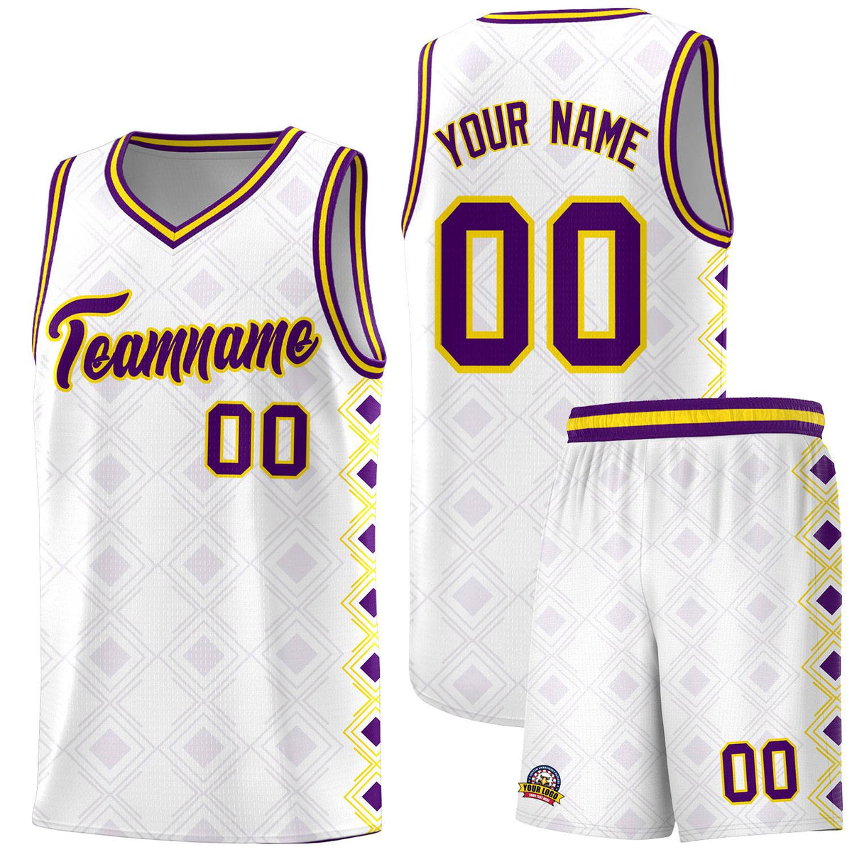 Custom White Side Blocks Sports Uniform Basketball Jersey
