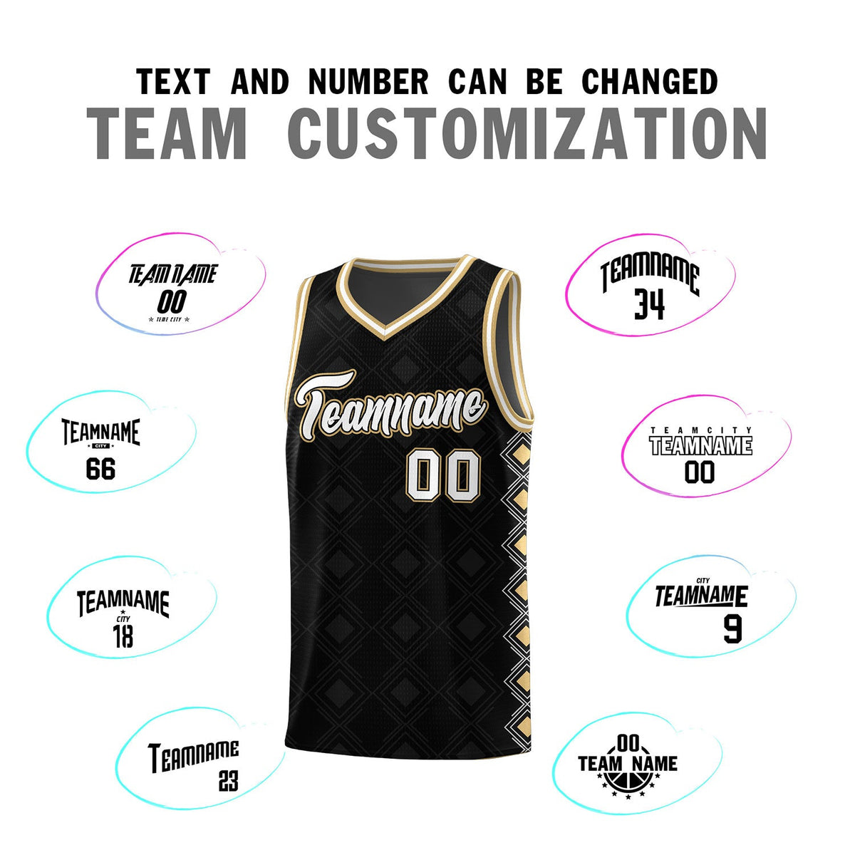 Custom Black Side Blocks Sports Uniform Basketball Jersey