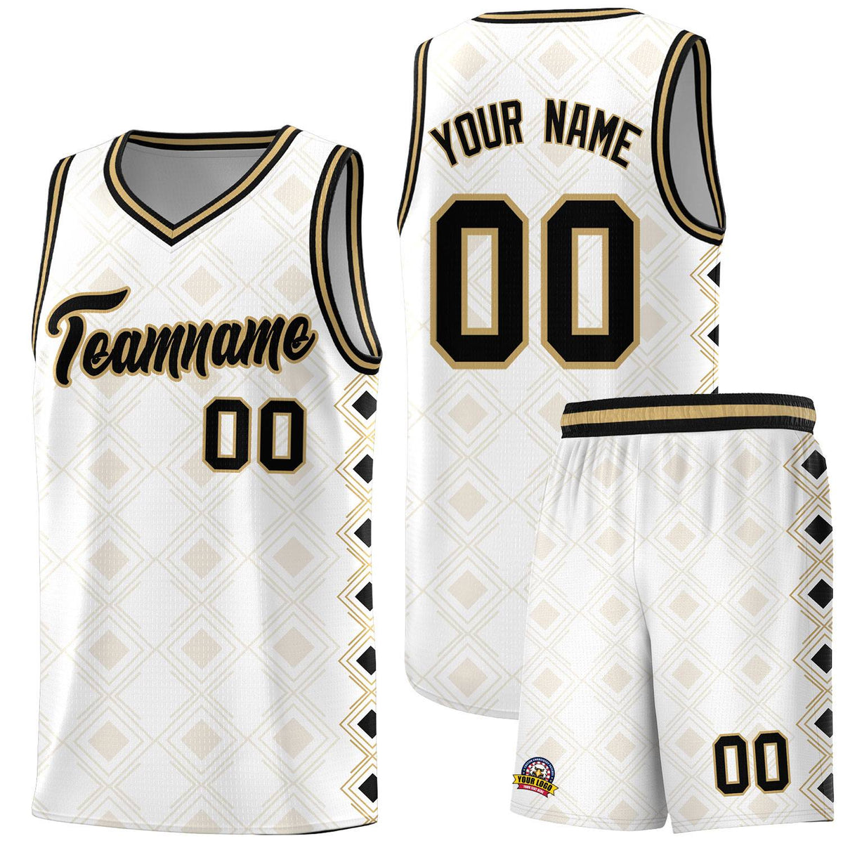 Custom White Side Blocks Sports Uniform Basketball Jersey