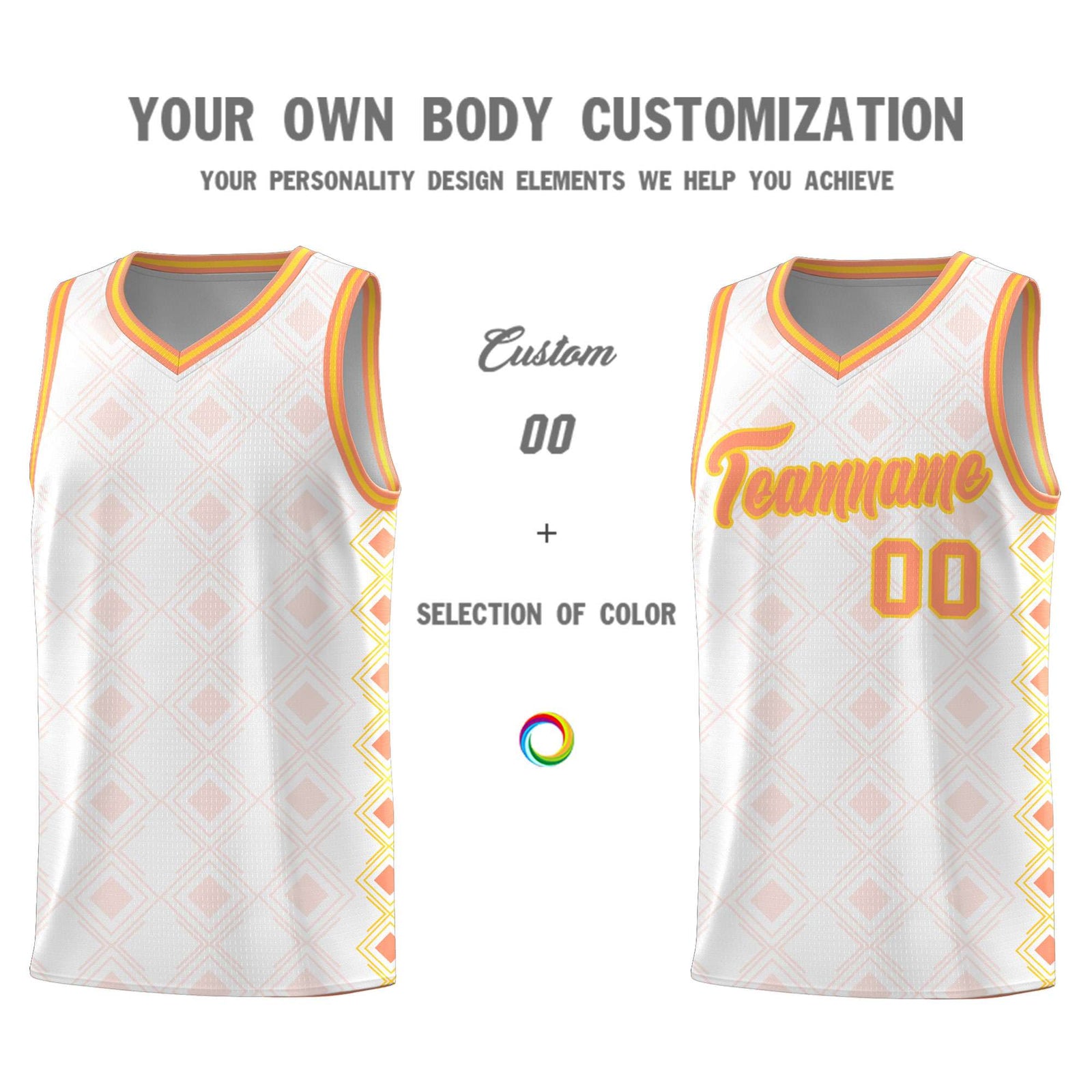Custom White Side Blocks Sports Uniform Basketball Jersey