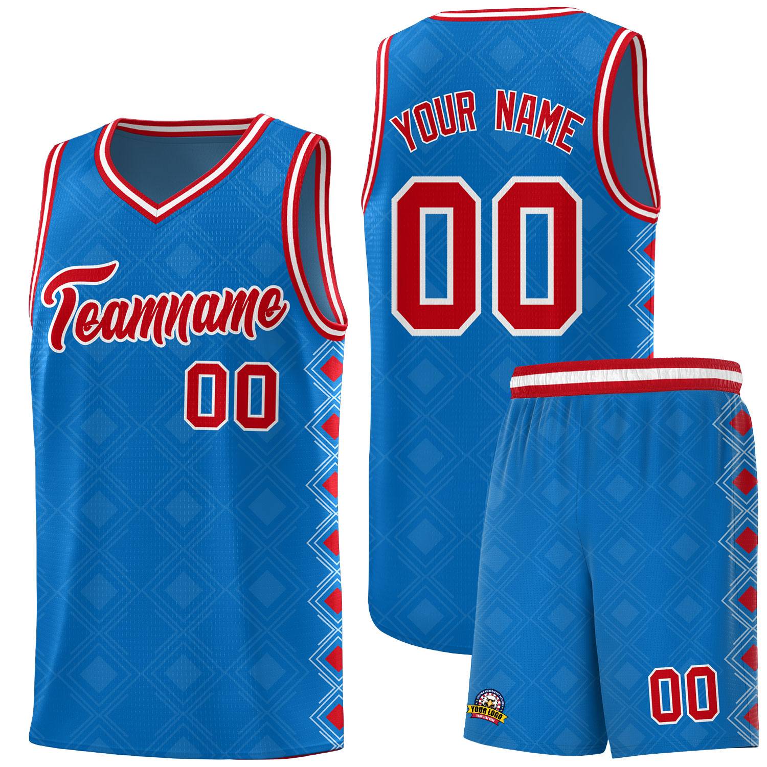 Custom Royal Side Blocks Sports Uniform Basketball Jersey