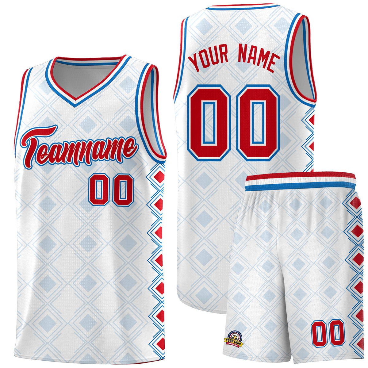 Custom White Side Blocks Sports Uniform Basketball Jersey