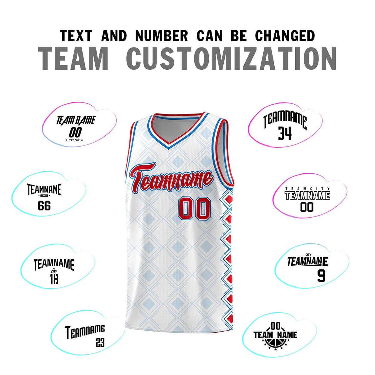 Custom White Side Blocks Sports Uniform Basketball Jersey