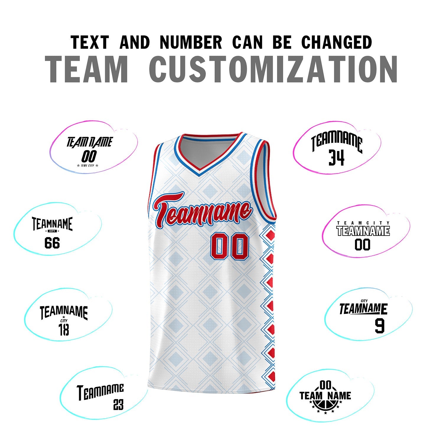 Custom White Side Blocks Sports Uniform Basketball Jersey