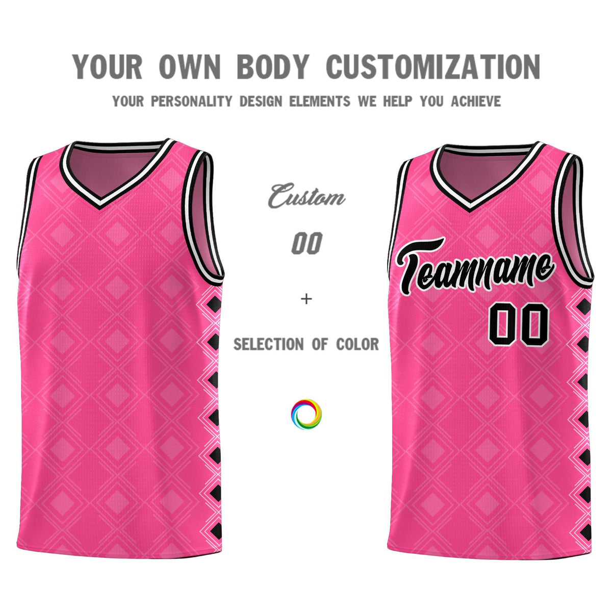 Custom Pink Side Blocks Sports Uniform Basketball Jersey