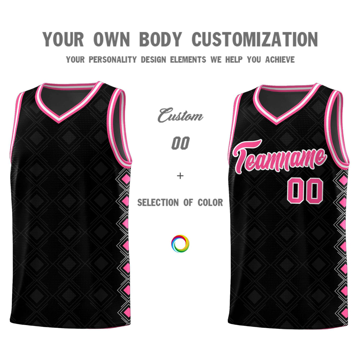 Custom Black Side Blocks Sports Uniform Basketball Jersey