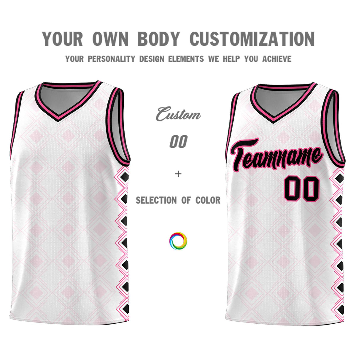 Custom White Side Blocks Sports Uniform Basketball Jersey