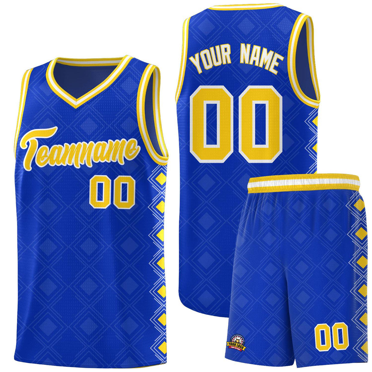 Custom Royal Side Blocks Sports Uniform Basketball Jersey