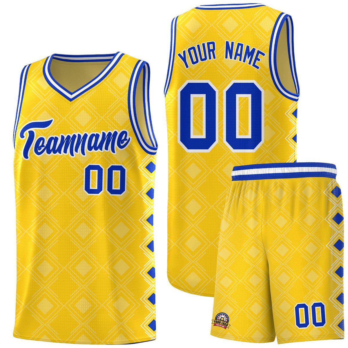 Custom Gold Side Blocks Sports Uniform Basketball Jersey