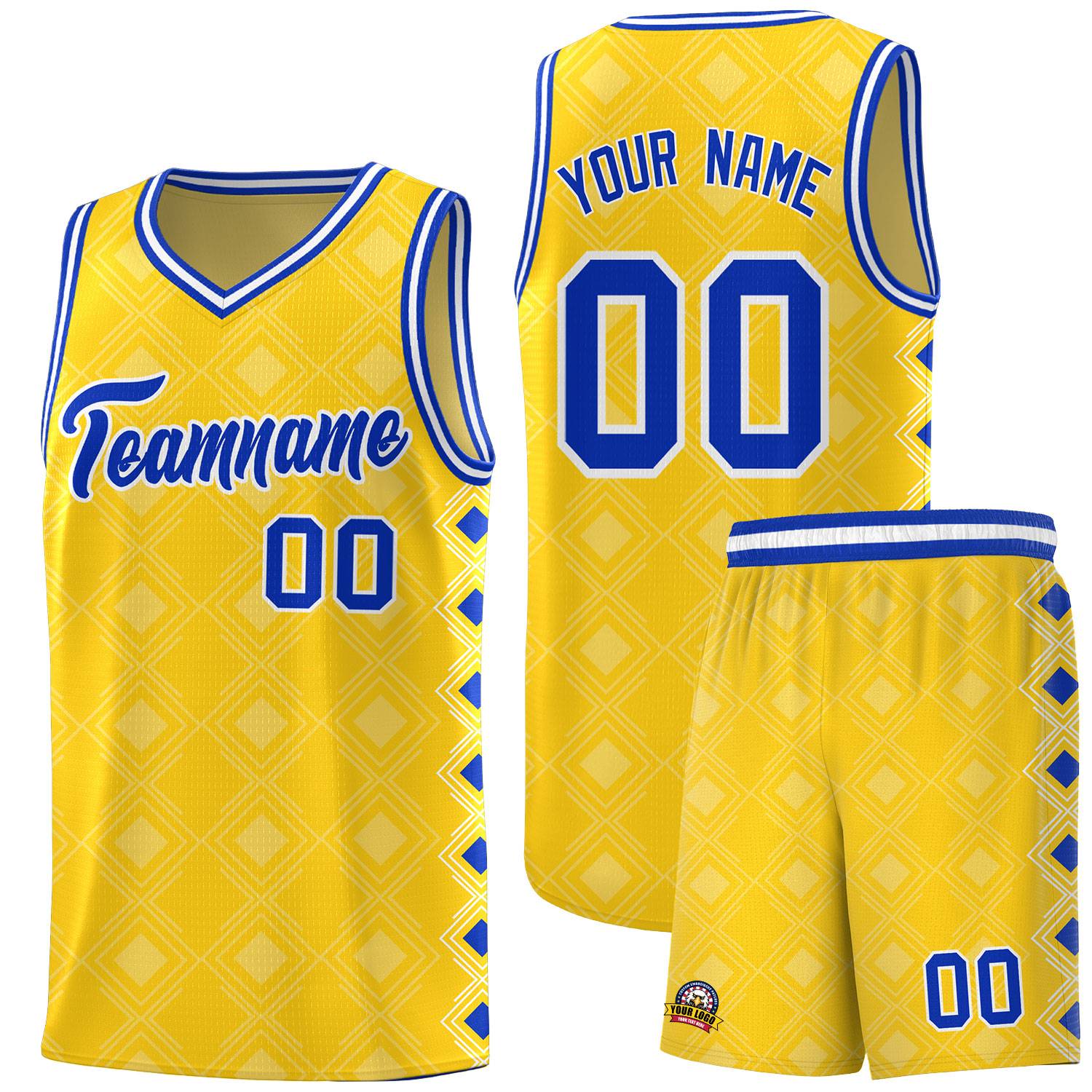 Custom Gold Side Blocks Sports Uniform Basketball Jersey