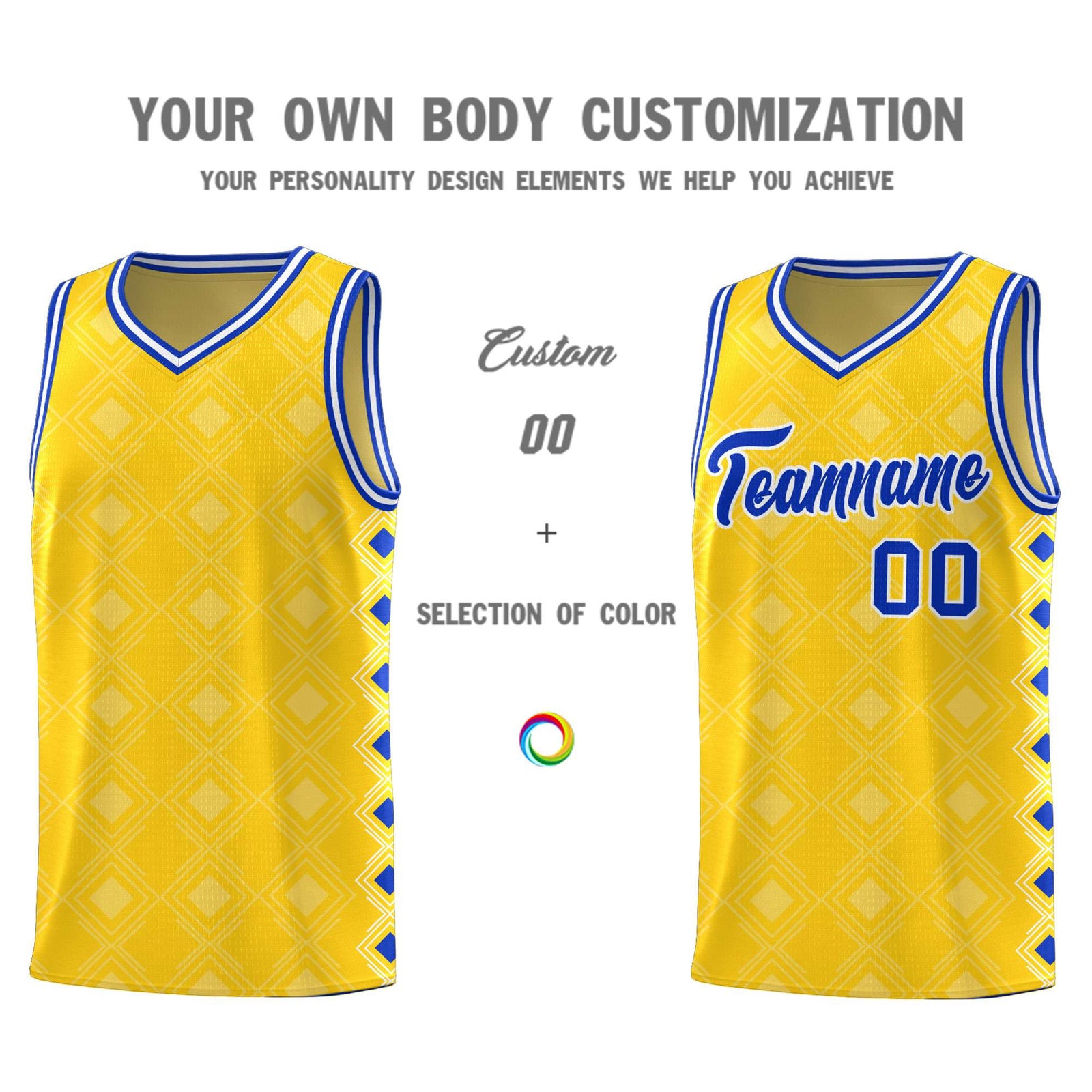 Custom Gold Side Blocks Sports Uniform Basketball Jersey