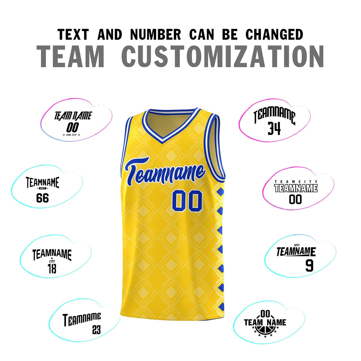 Custom Gold Side Blocks Sports Uniform Basketball Jersey
