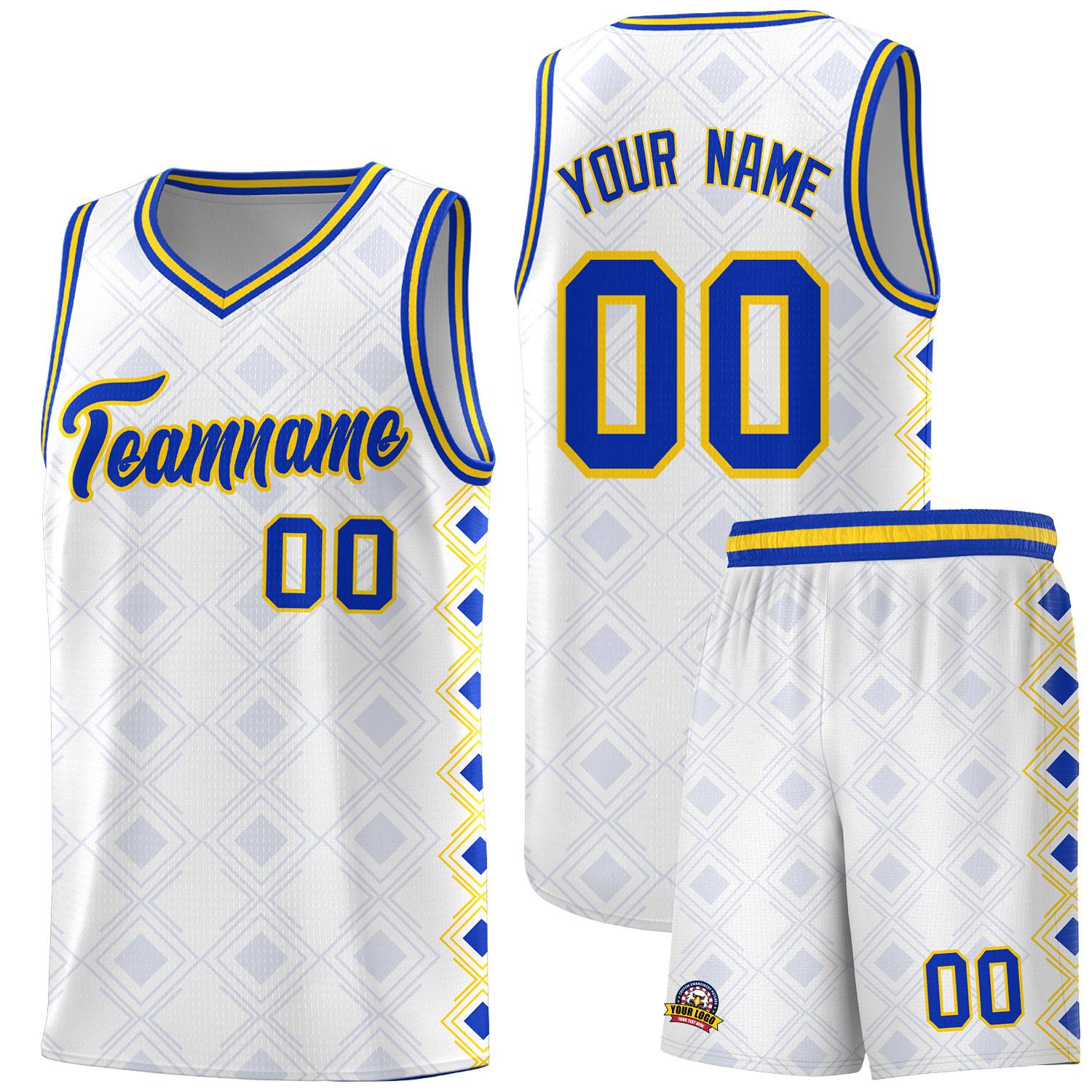 Custom White Side Blocks Sports Uniform Basketball Jersey