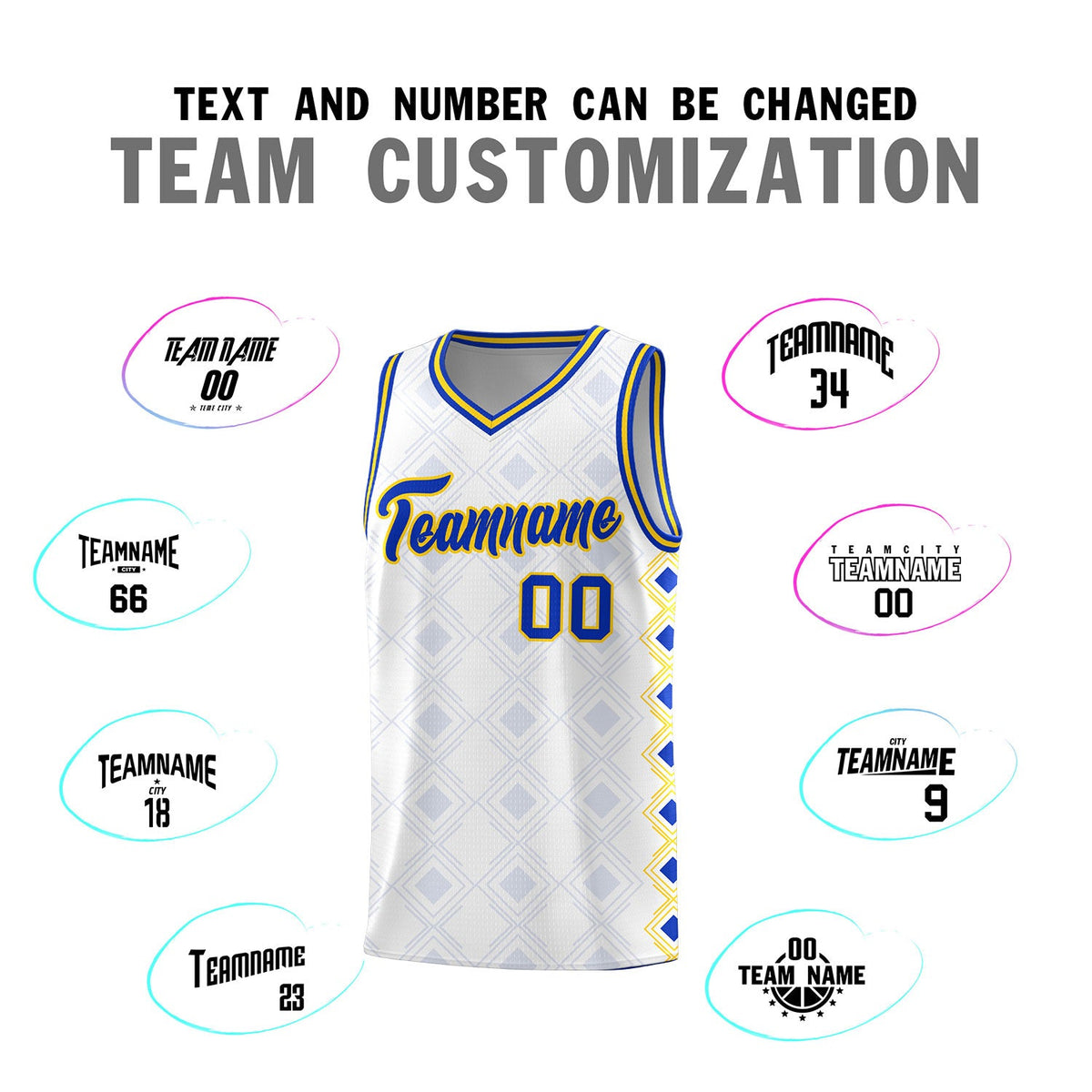 Custom White Side Blocks Sports Uniform Basketball Jersey