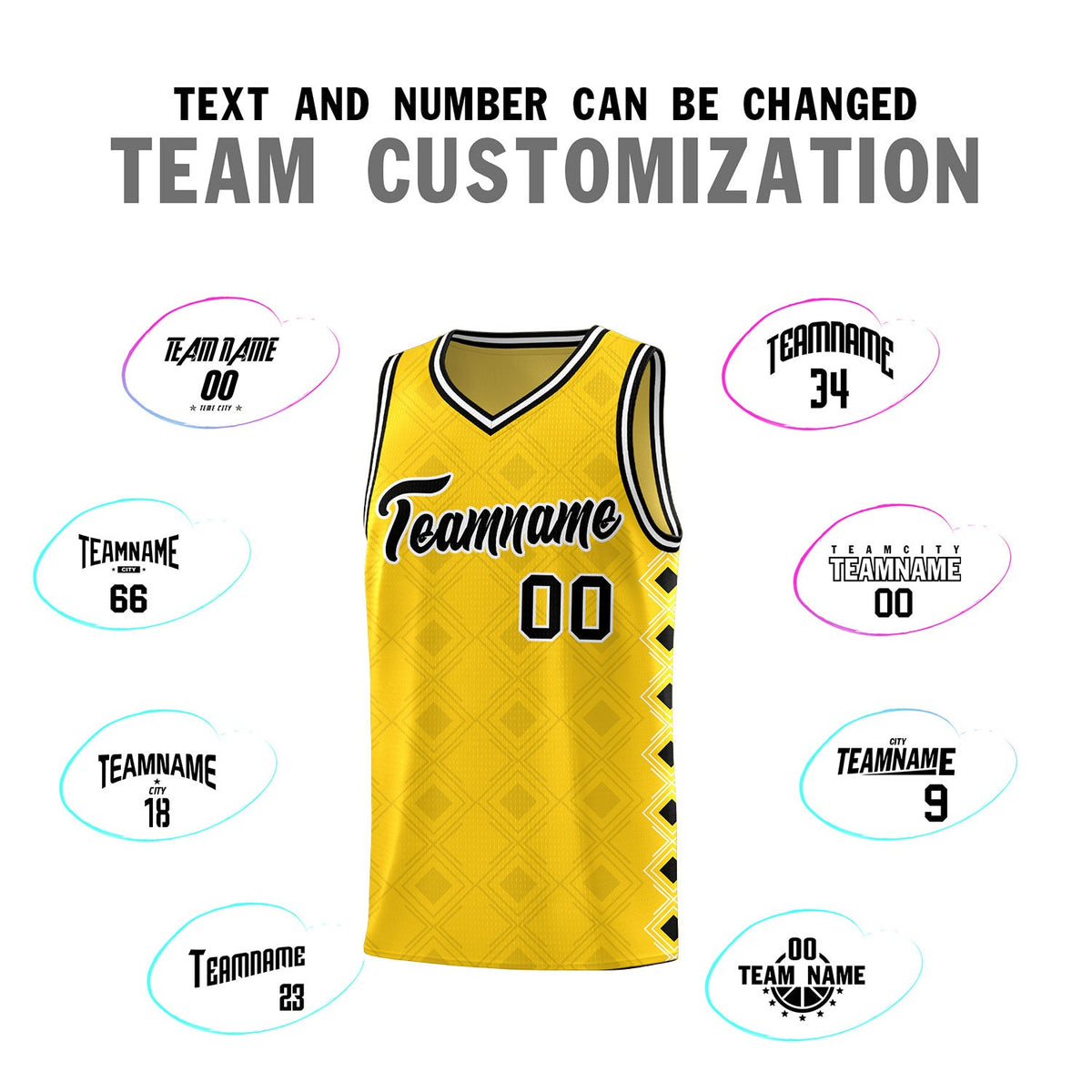 Custom Gold Side Blocks Sports Uniform Basketball Jersey