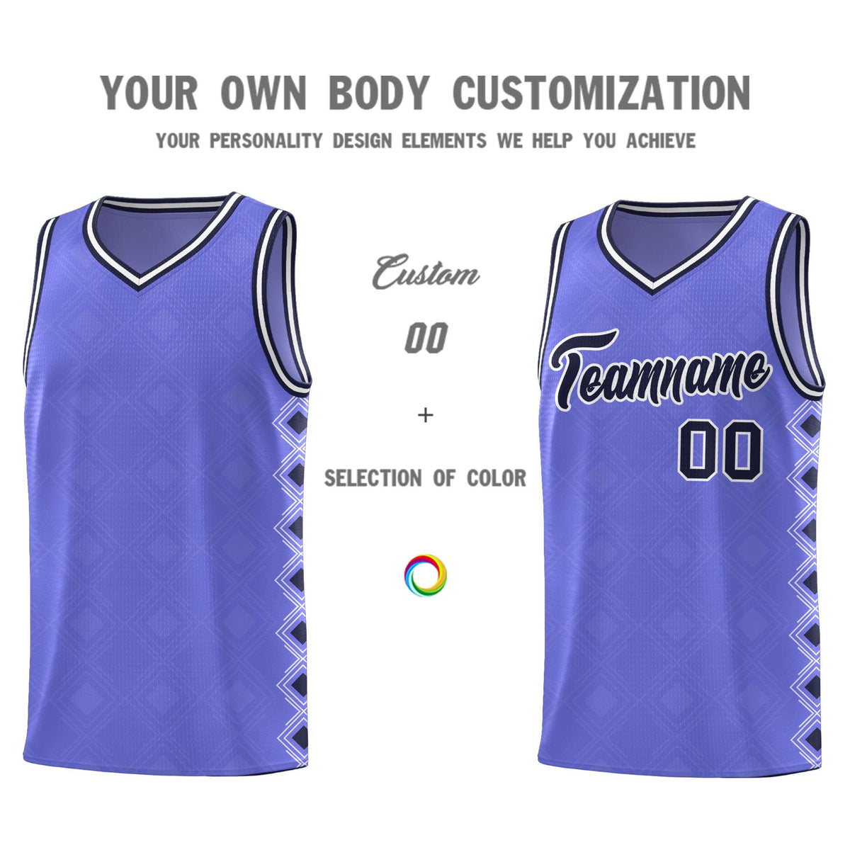 Custom Purple Side Blocks Sports Uniform Basketball Jersey