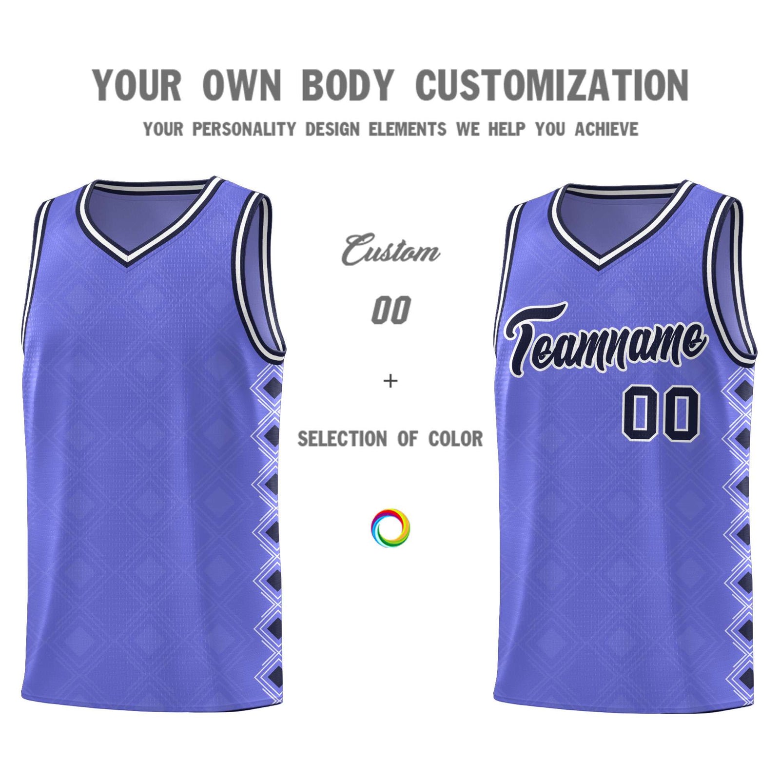 Custom Purple Side Blocks Sports Uniform Basketball Jersey