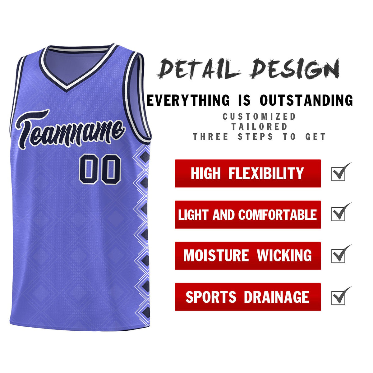 Custom Purple Side Blocks Sports Uniform Basketball Jersey