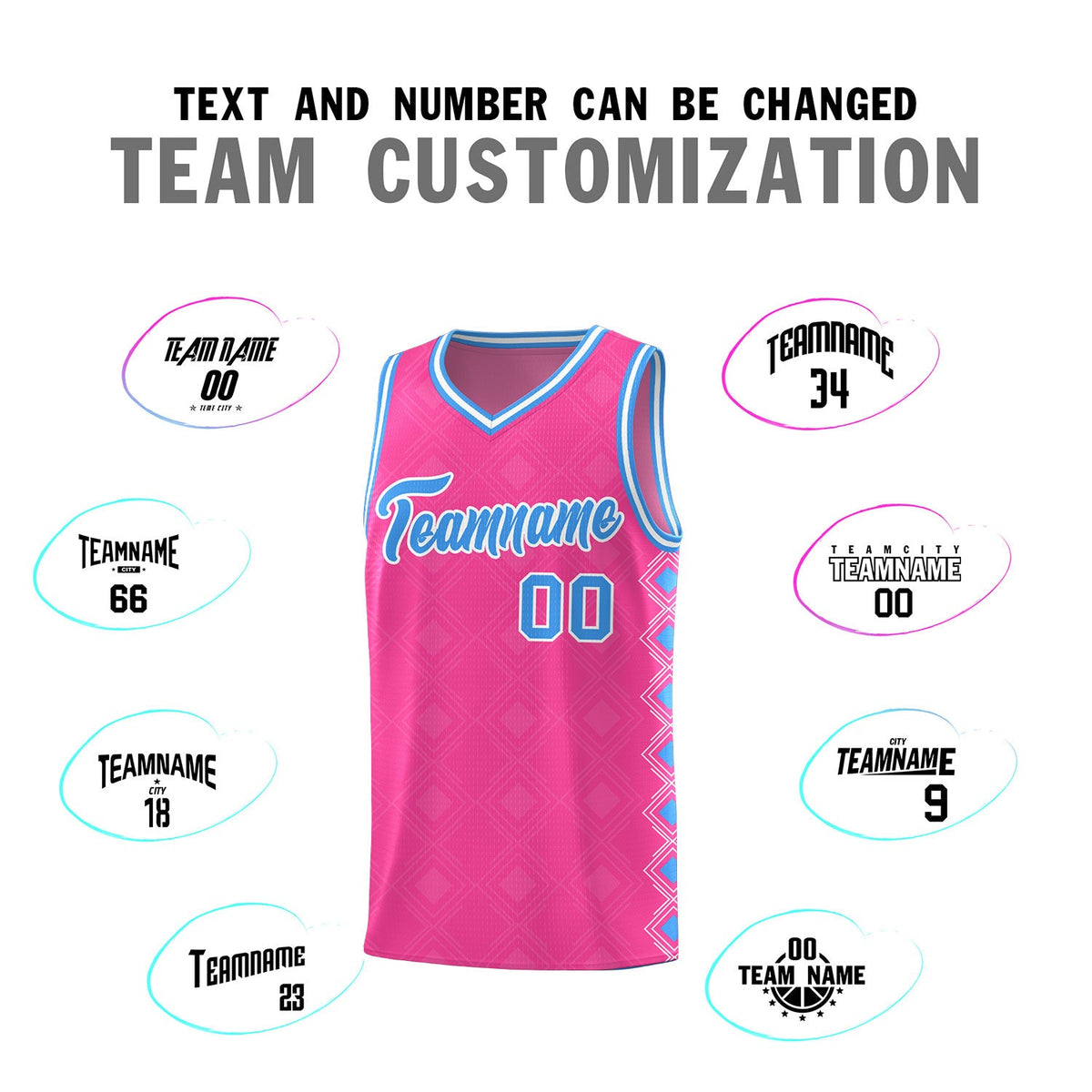 Custom Pink Side Blocks Sports Uniform Basketball Jersey