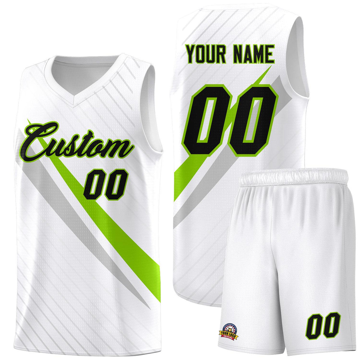 Custom White Diagonal Pinstripe Pattern Color Block Sports Uniform Basketball Jersey