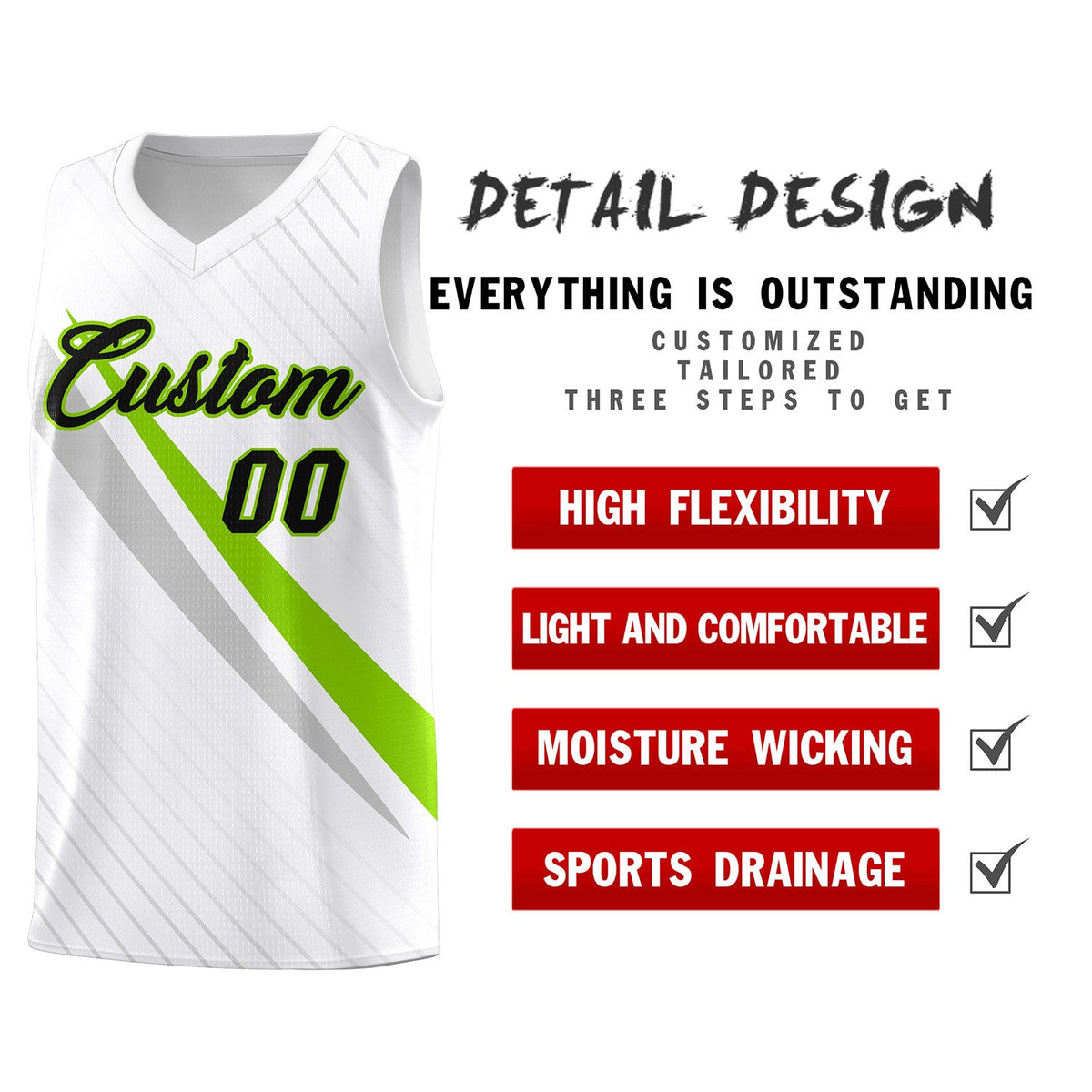 Custom White Diagonal Pinstripe Pattern Color Block Sports Uniform Basketball Jersey