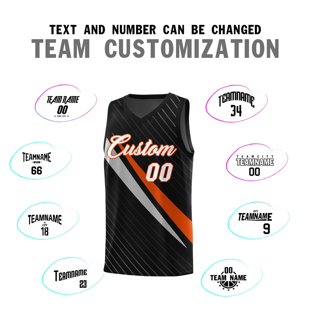 Custom Black Diagonal Pinstripe Pattern Color Block Sports Uniform Basketball Jersey
