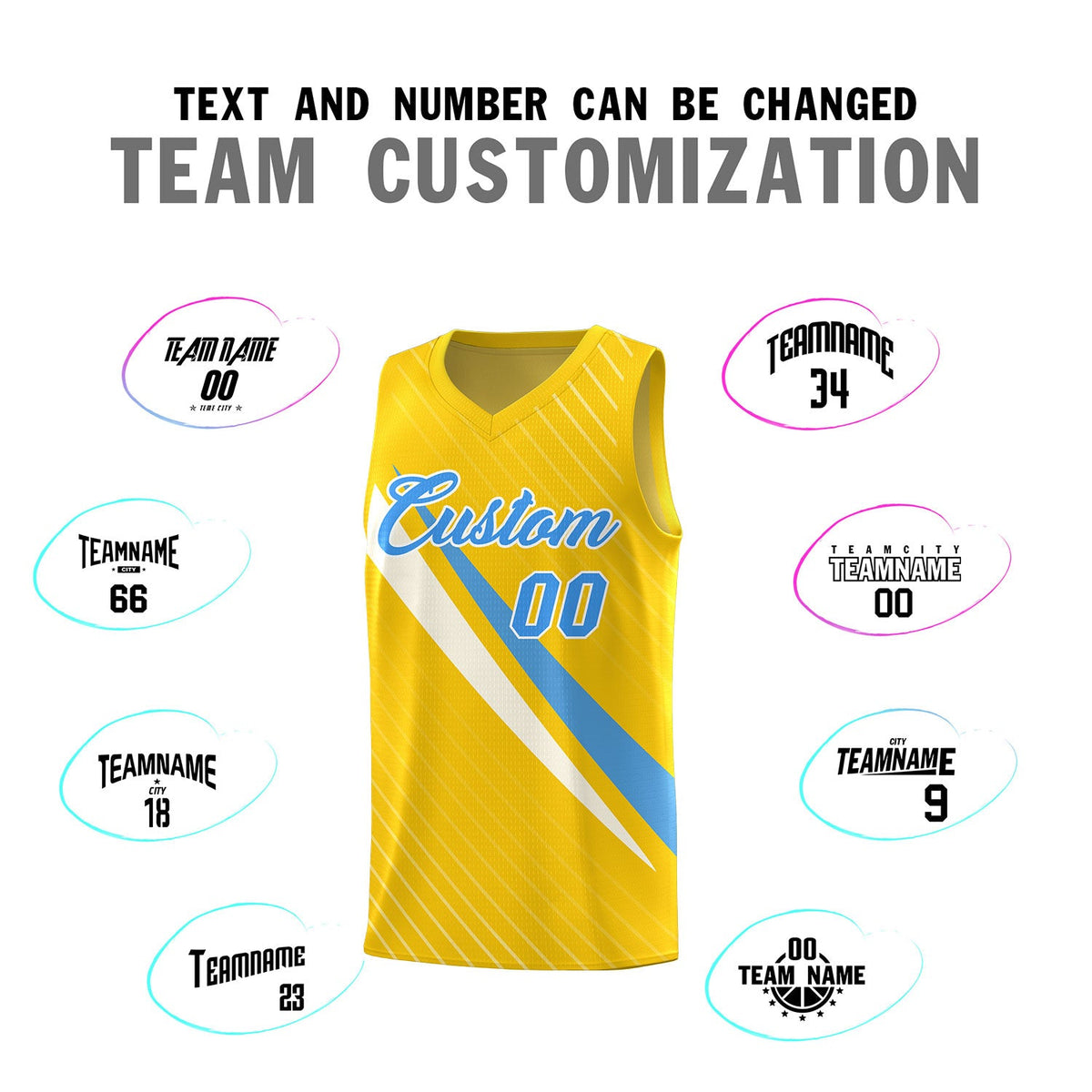 Custom Gold Diagonal Pinstripe Pattern Color Block Sports Uniform Basketball Jersey