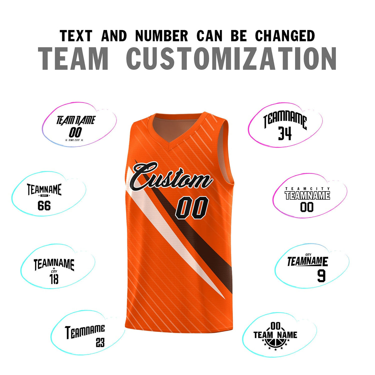Custom Orange Diagonal Pinstripe Pattern Color Block Sports Uniform Basketball Jersey