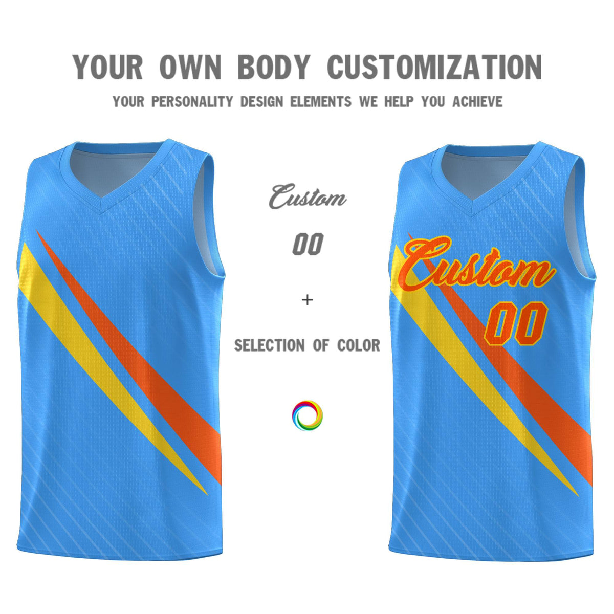 Custom Light Blue Diagonal Pinstripe Pattern Color Block Sports Uniform Basketball Jersey