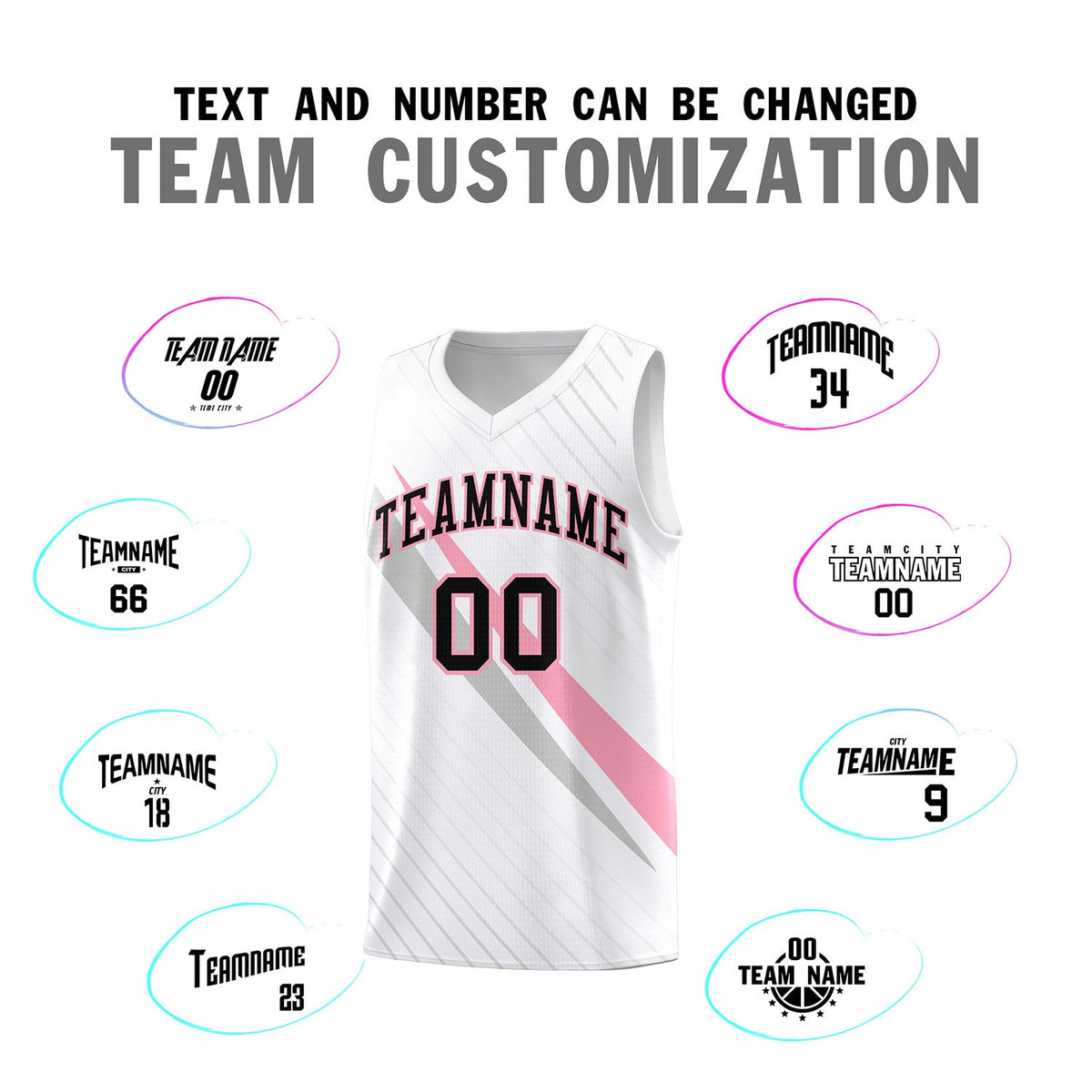 Custom White Diagonal Pinstripe Pattern Color Block Sports Uniform Basketball Jersey