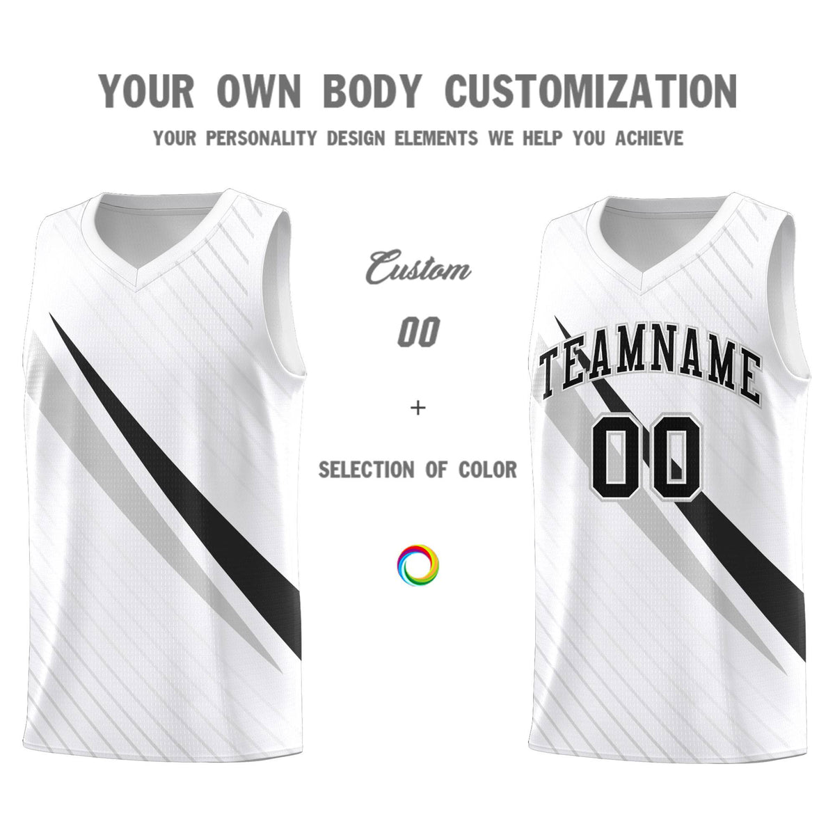 Custom White Diagonal Pinstripe Pattern Color Block Sports Uniform Basketball Jersey