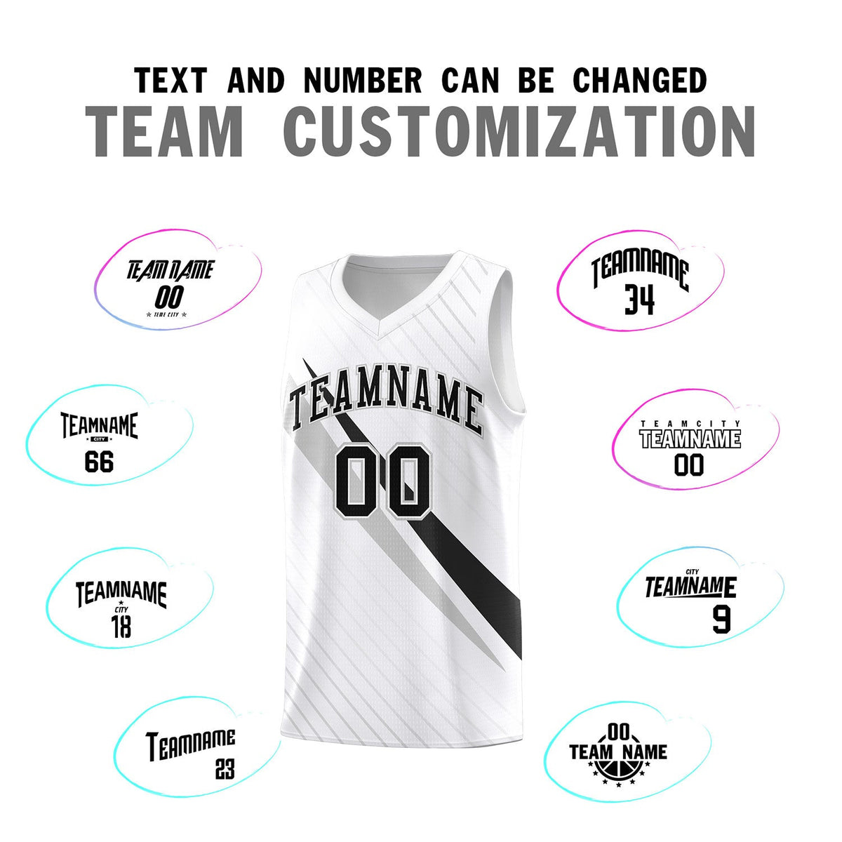 Custom White Diagonal Pinstripe Pattern Color Block Sports Uniform Basketball Jersey