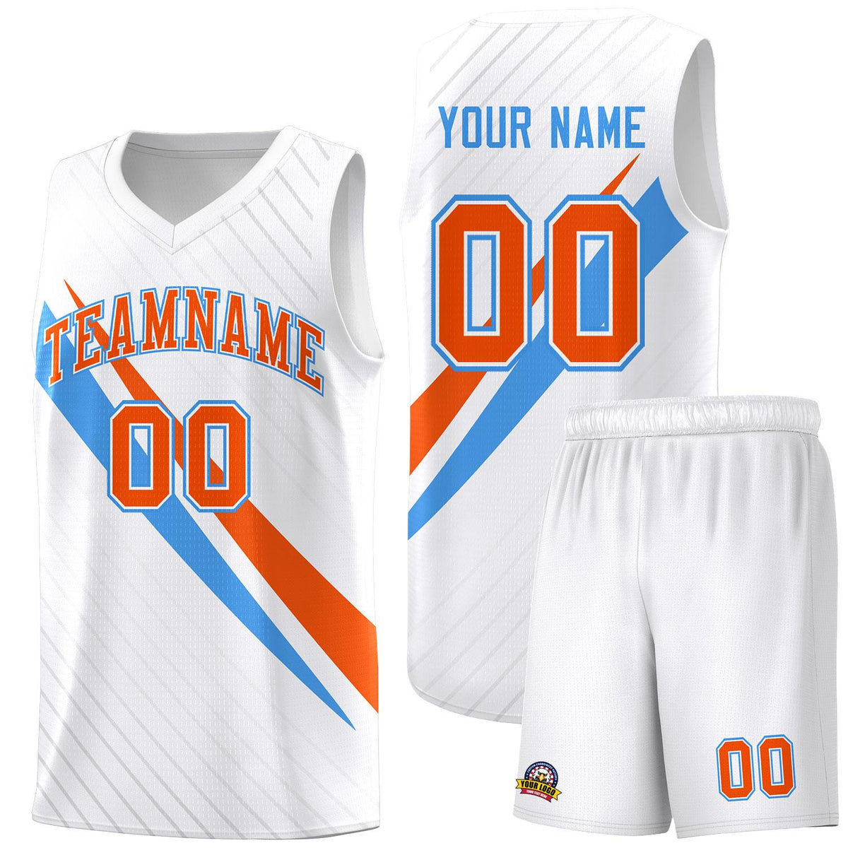 Custom White Diagonal Pinstripe Pattern Color Block Sports Uniform Basketball Jersey