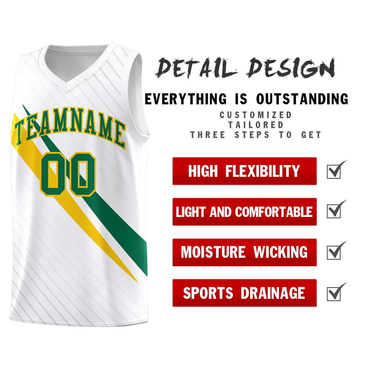 Custom White Diagonal Pinstripe Pattern Color Block Sports Uniform Basketball Jersey