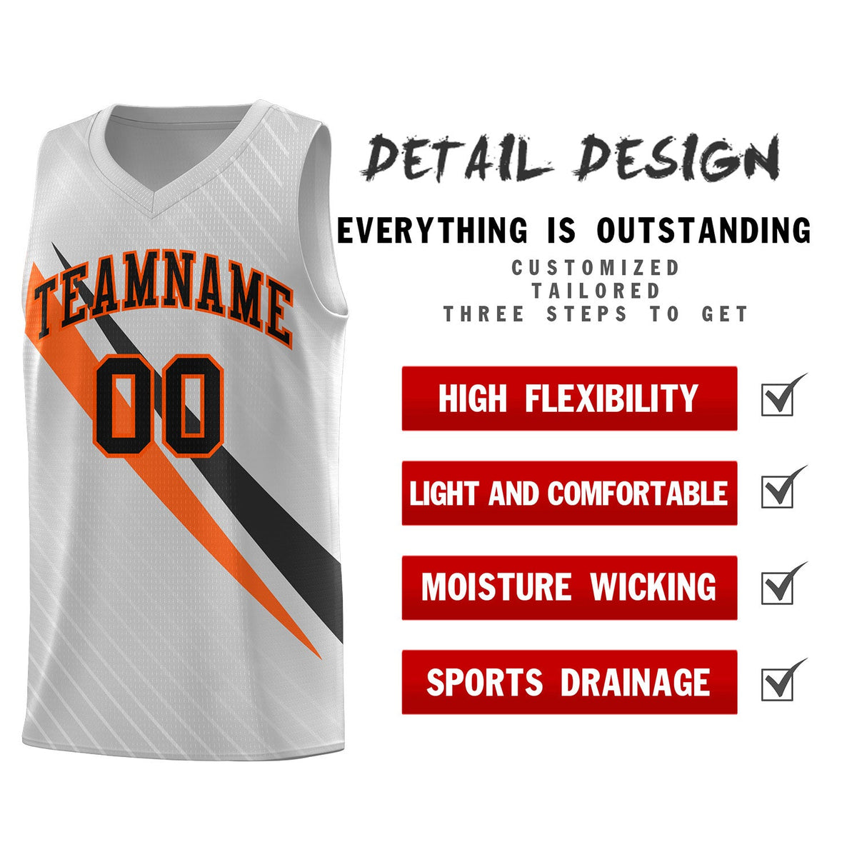 Custom Gray Diagonal Pinstripe Pattern Color Block Sports Uniform Basketball Jersey