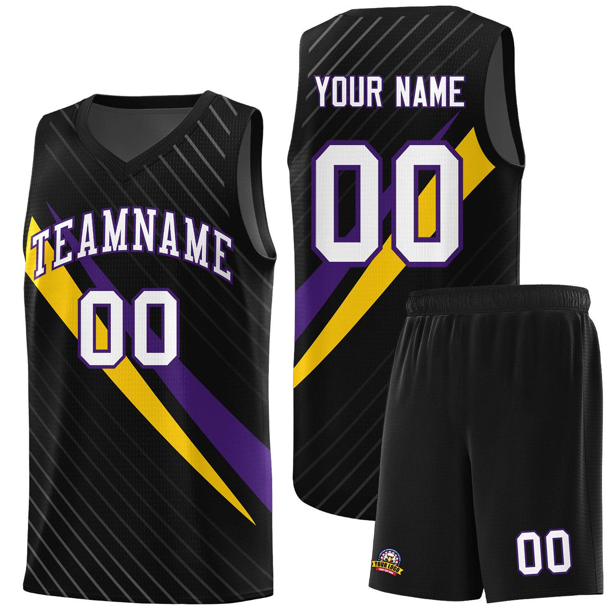 Custom Black Diagonal Pinstripe Pattern Color Block Sports Uniform Basketball Jersey