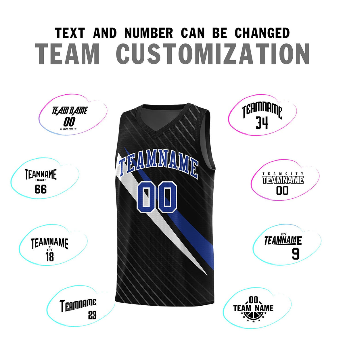 Custom Black Diagonal Pinstripe Pattern Color Block Sports Uniform Basketball Jersey