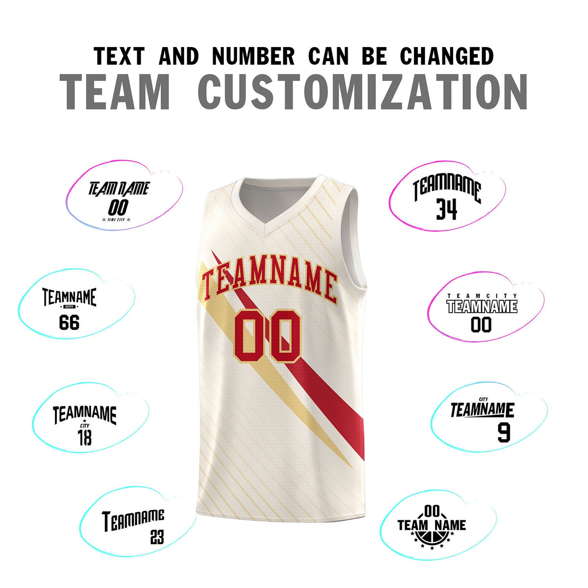 Custom Cream Diagonal Pinstripe Pattern Color Block Sports Uniform Basketball Jersey