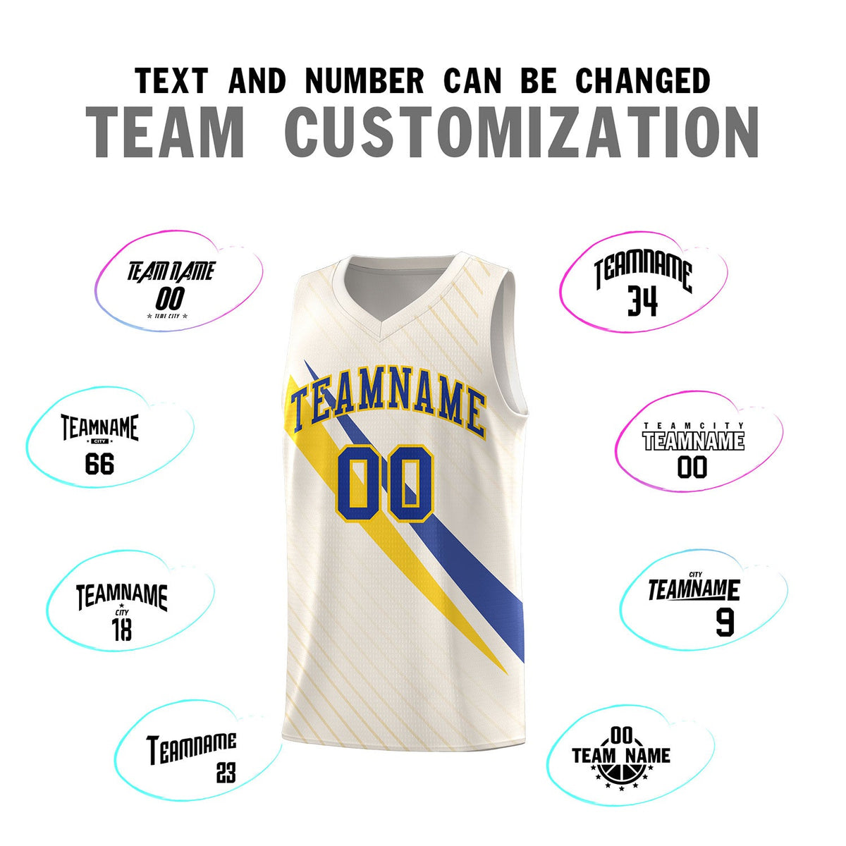 Custom Cream Diagonal Pinstripe Pattern Color Block Sports Uniform Basketball Jersey